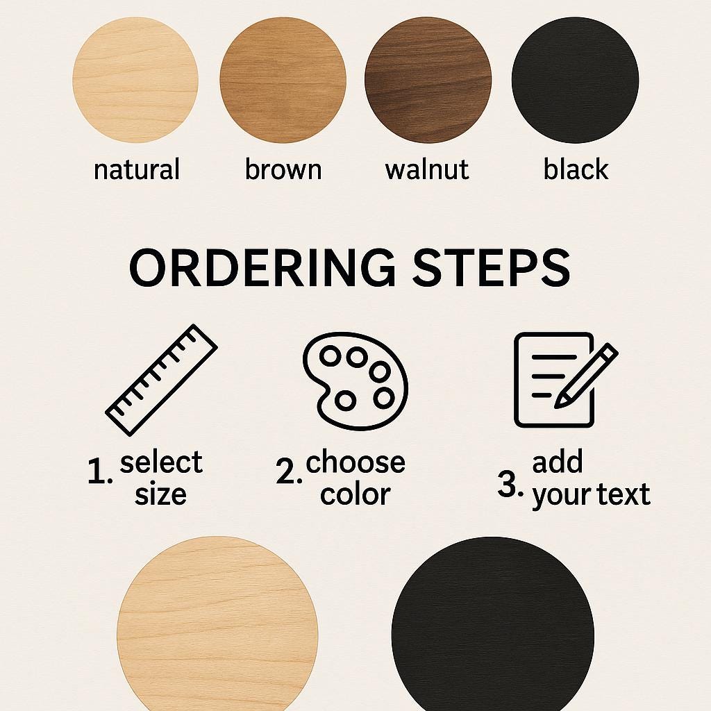 Round Wooden Room Number Sign – Custom Laser‑Engraved Birch Plywood, Peel‑&‑Stick Mount | Hotel • Airbnb • Office Door Plaque