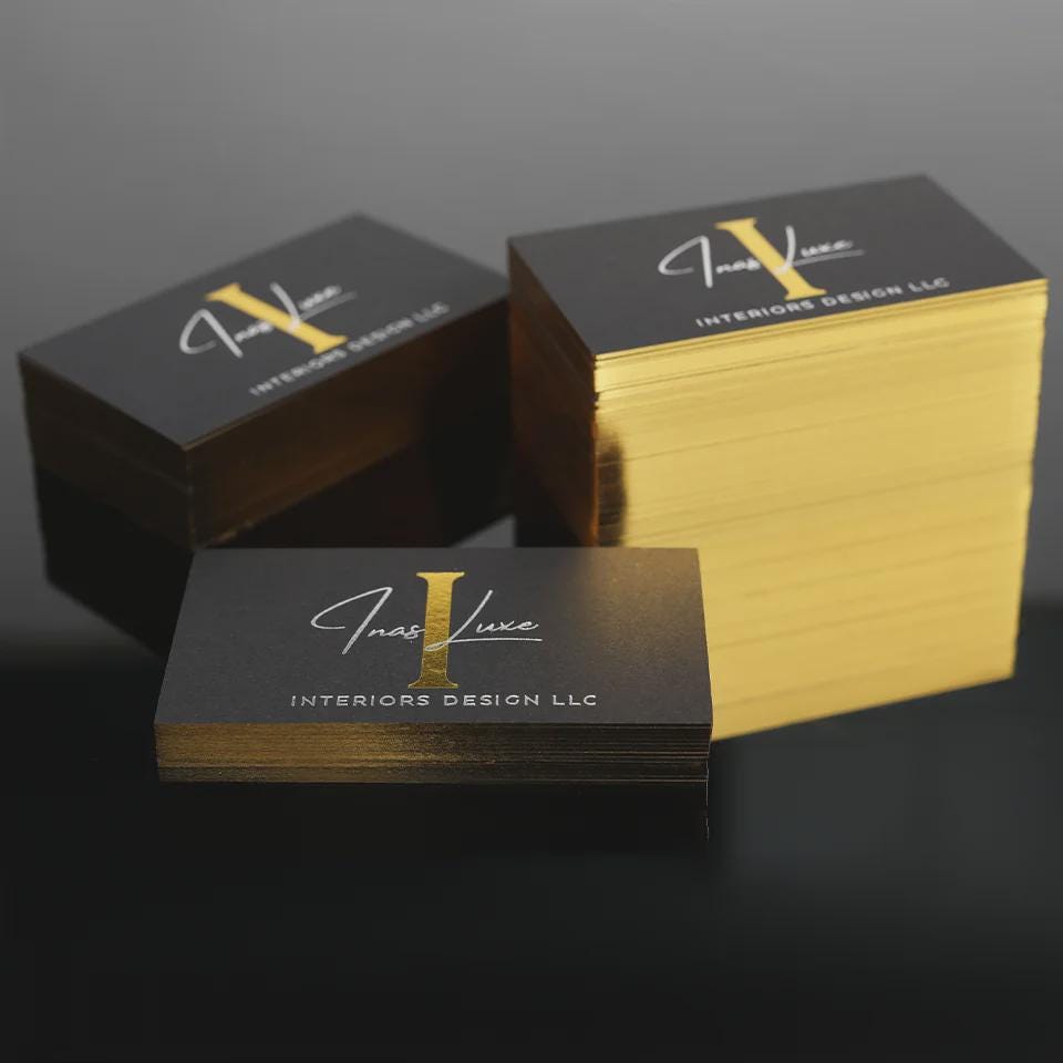 Custom Black & Gold Foil Business Cards: Hot Stamped Logo, Free Design