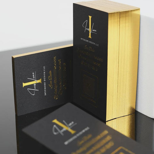 Custom Black & Gold Foil Business Cards: Hot Stamped Logo, Free Design