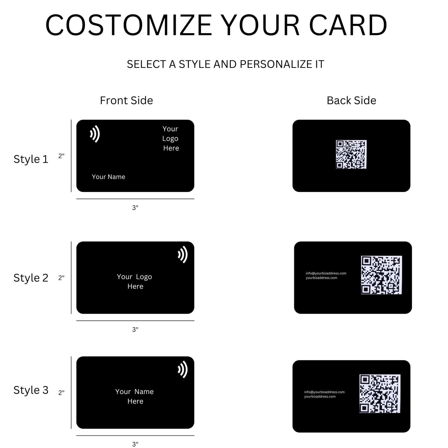 Custom NFC Business Card: UV-Printed Black Plastic, Contactless Sharing