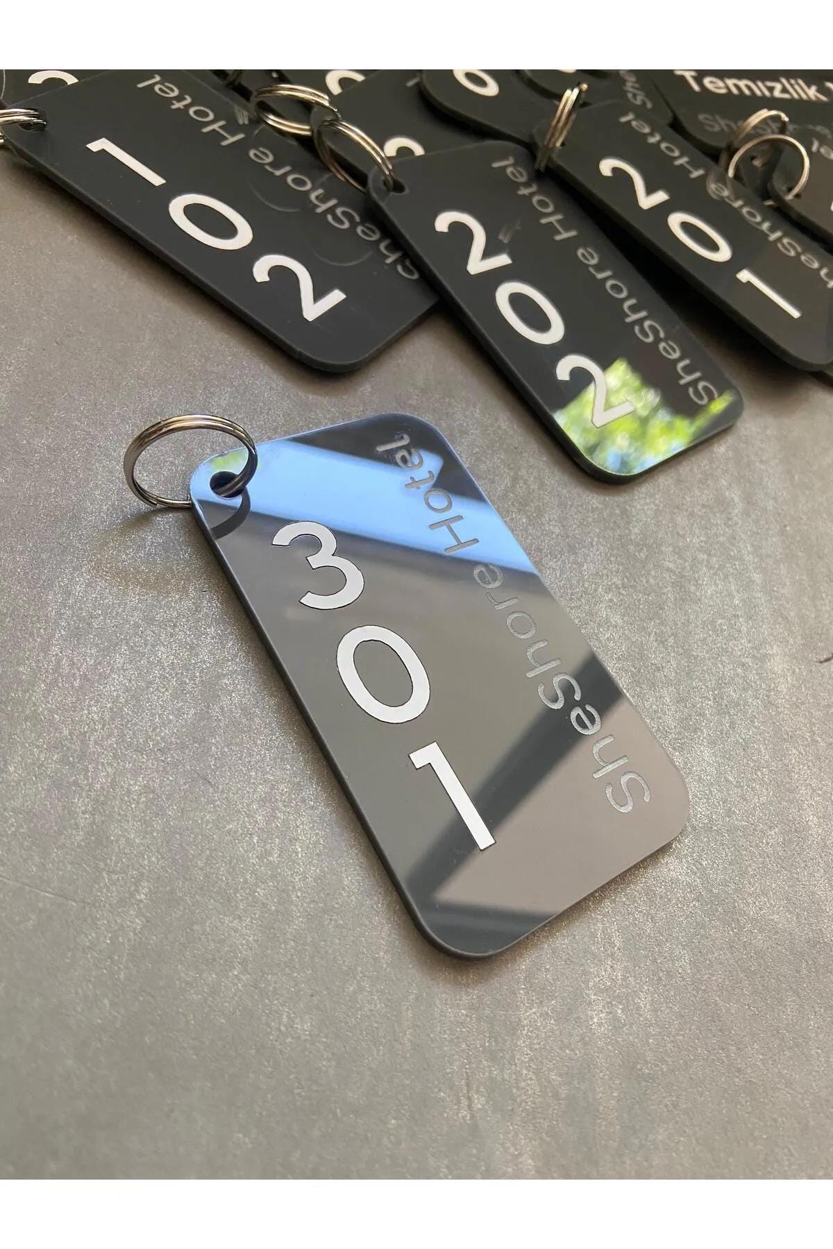 Custom Acrylic Hotel Keychain - Personalized Key Tag for Hotels, Guesthouses, Hostels, Room Number & Logo Engraved