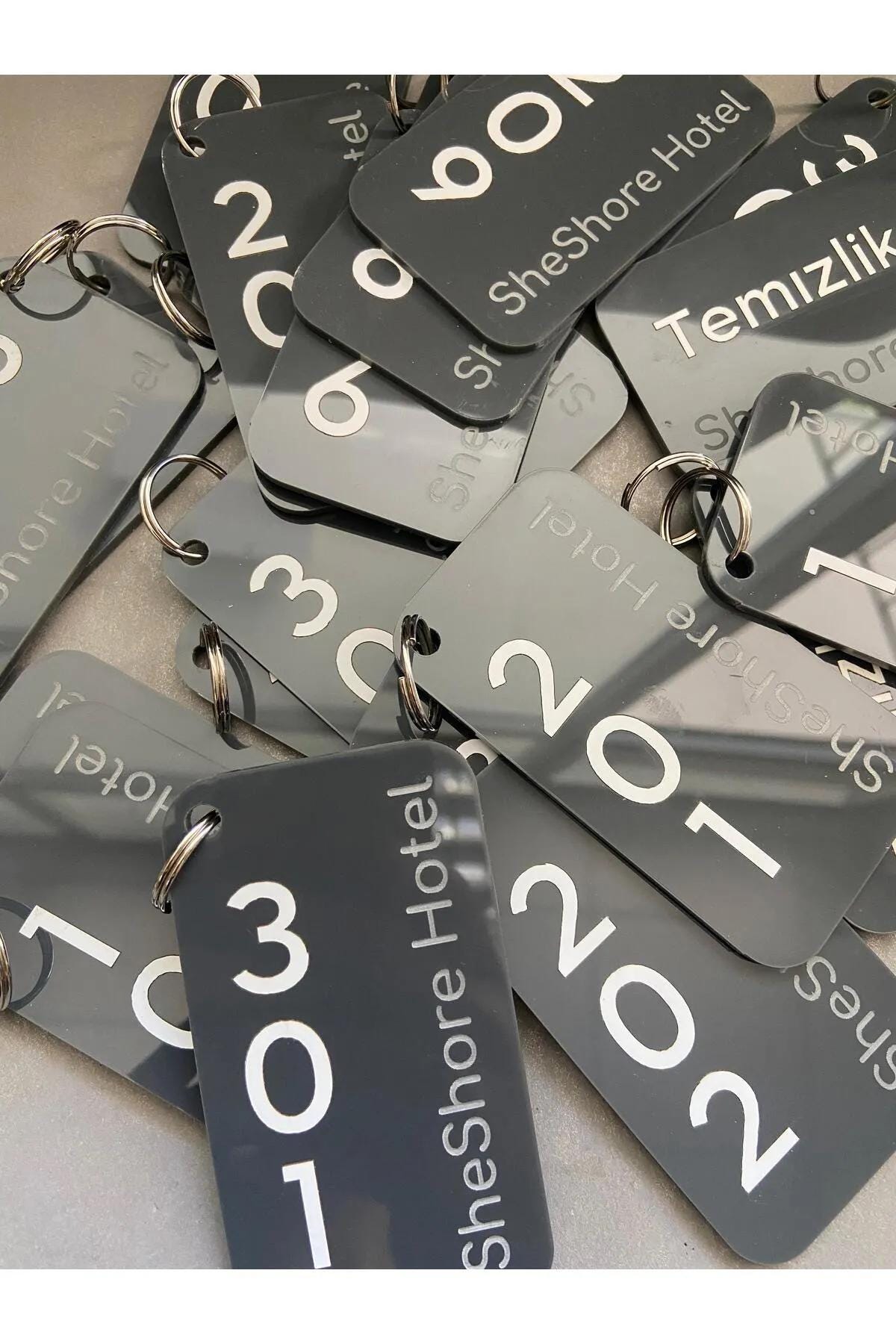 Custom Acrylic Hotel Keychain - Personalized Key Tag for Hotels, Guesthouses, Hostels, Room Number & Logo Engraved