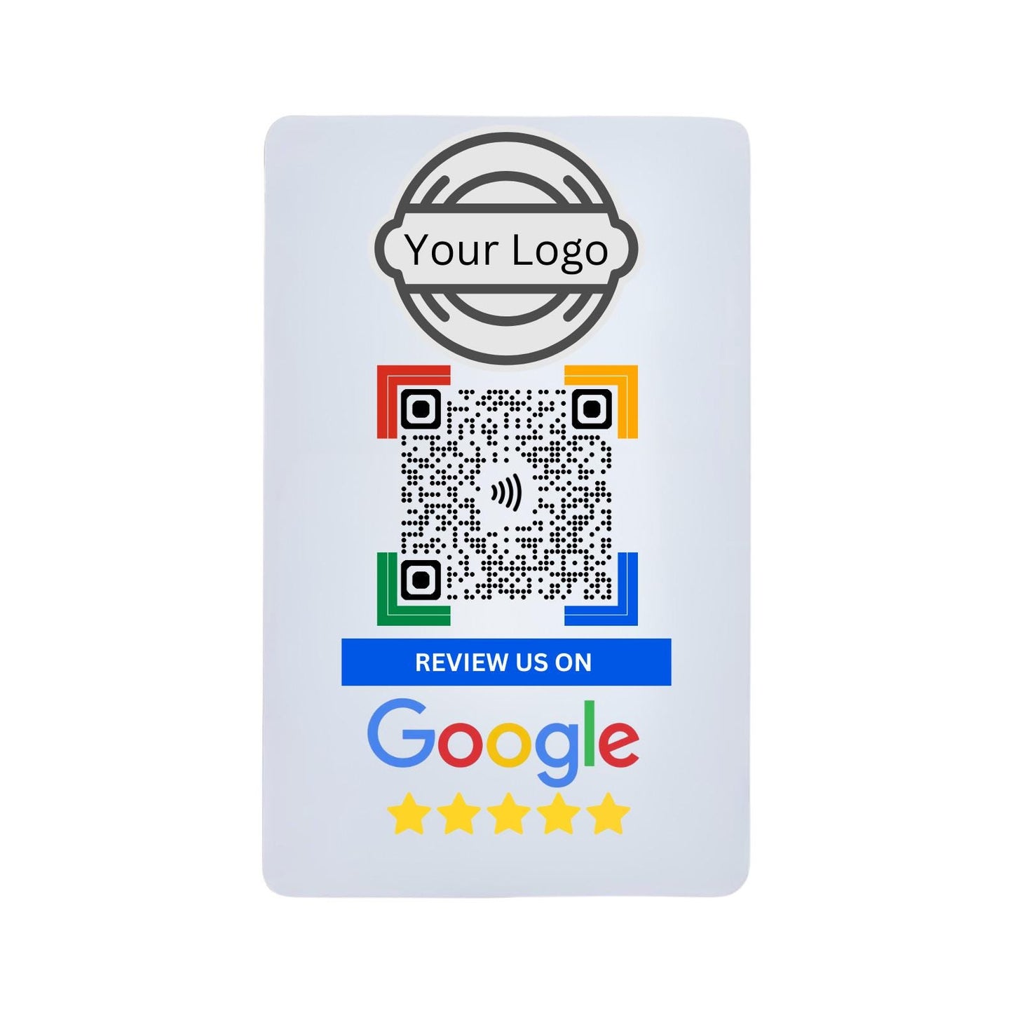Custom Google Review NFC & QR Card – Add Your Logo – Tap or Scan – Program Your Google Review Link