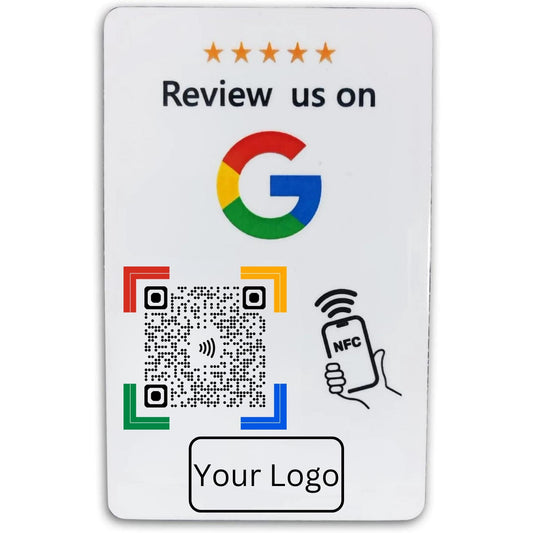 Custom Google Review NFC & QR Card – Add Your Logo – Tap or Scan – Program Your Google Review Link