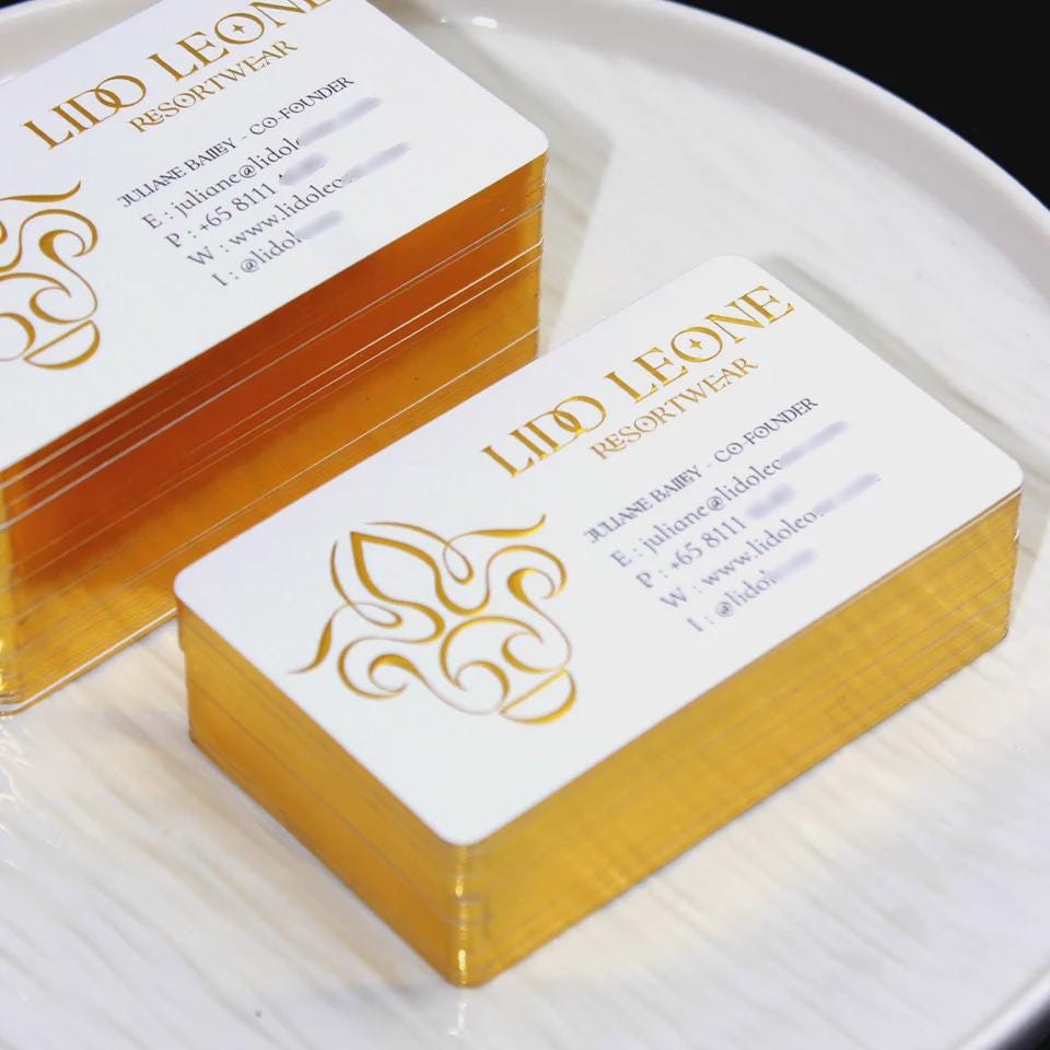 Die Cut Business Cards: Gold Foil Edge, 3D Embossed Art Paper