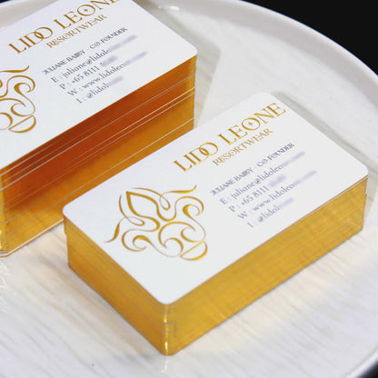 Die Cut Business Cards: Gold Foil Edge, 3D Embossed Art Paper