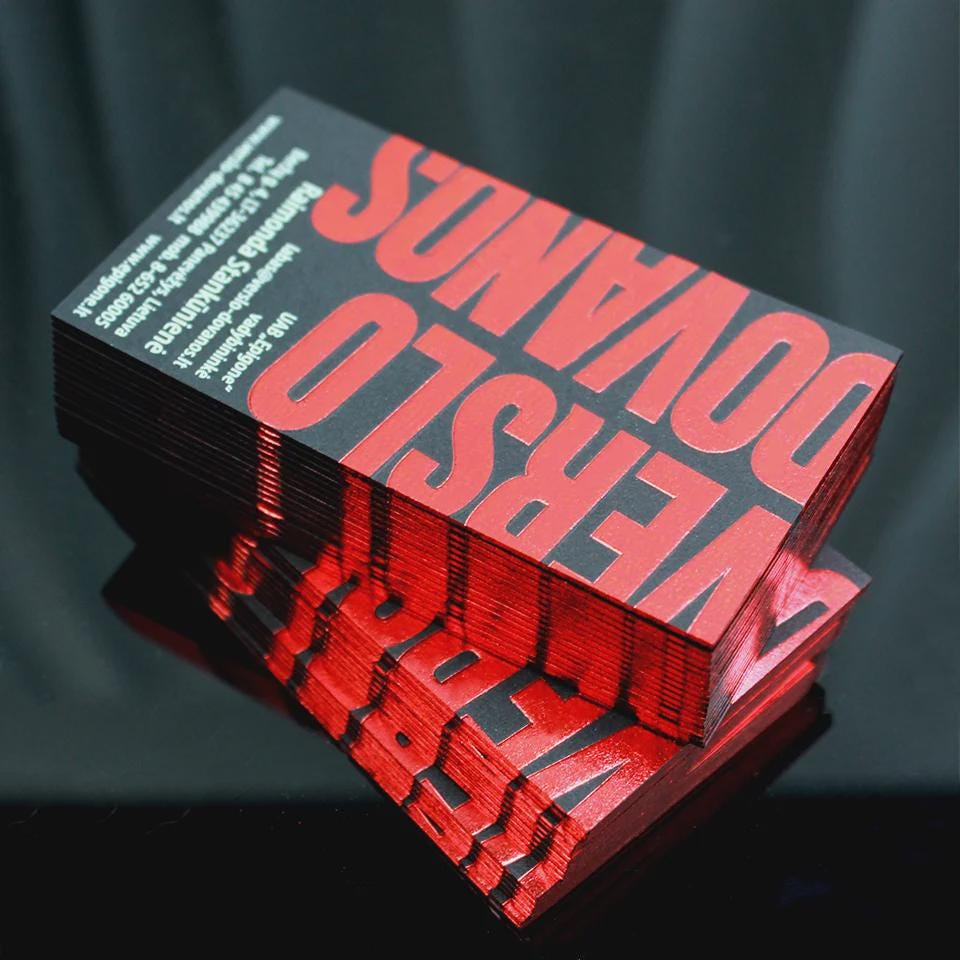 100 pcs Red Foil Business Card Black Eco Friendly, Embossed Text, Red Edge Luxury Card, Custom Rose Gold Option, Thick Professional Cards