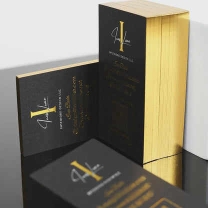 Custom Black & Gold Foil Business Cards: Hot Stamped Logo, Free Design