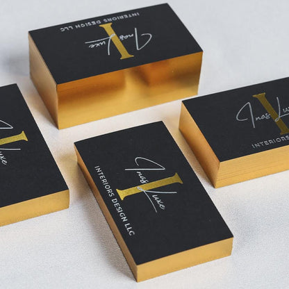 Custom Black & Gold Foil Business Cards: Hot Stamped Logo, Free Design