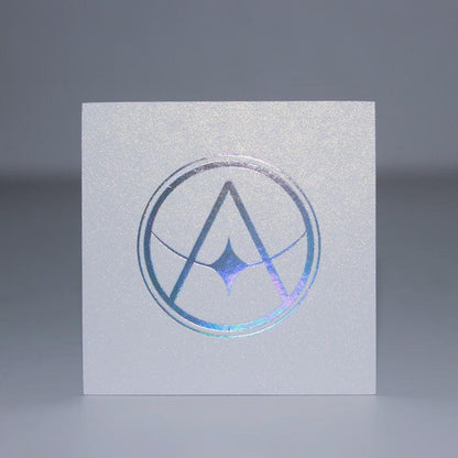 100 pcs Holographic Square Business Card Pearl Paper, Custom Glitter Logo, Silver Foil Edge, Double Sided Modern Iridescent Visiting Card