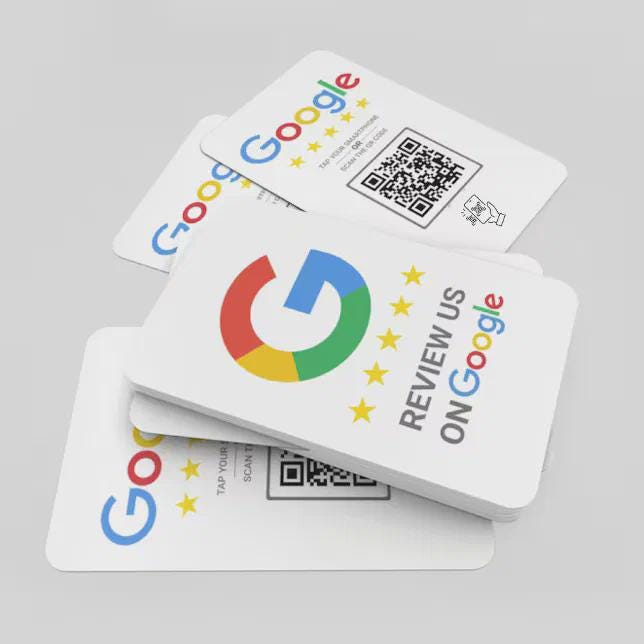 Custom NFC Review Cards, Google review Double sided, PVC Feedback Cards, Custom Business Card, Printed Cards, Calling Business Cards